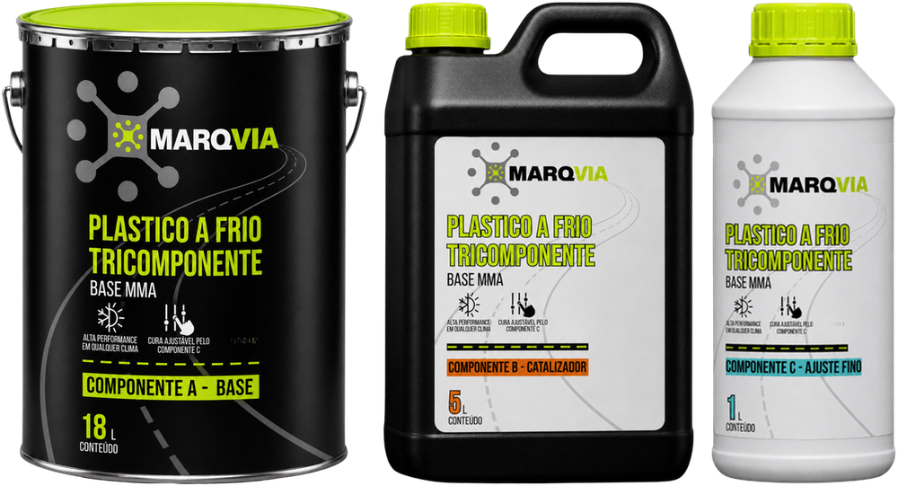 Plástico a Frio Tricomponente Marqvia, componentes A, B e C